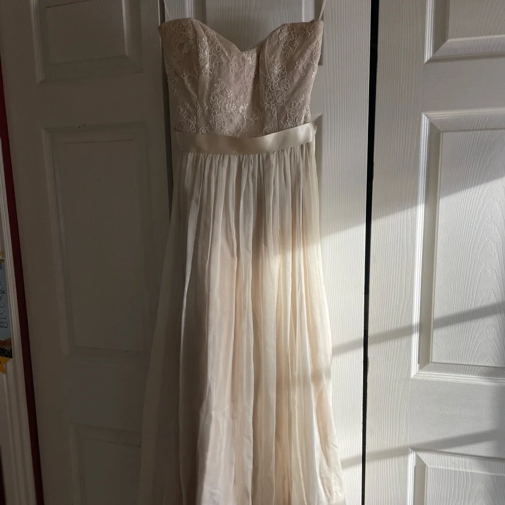 100% Pure Silk Wedding Dress Almond & Ivory Seattle Bridal Size 4 - Picture 12 of 17